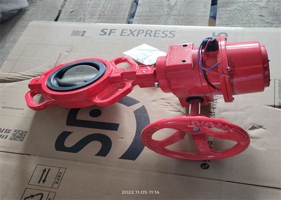 Signal Wafer Butterfly Gear Worm Power Fire Protection Valves Red Color